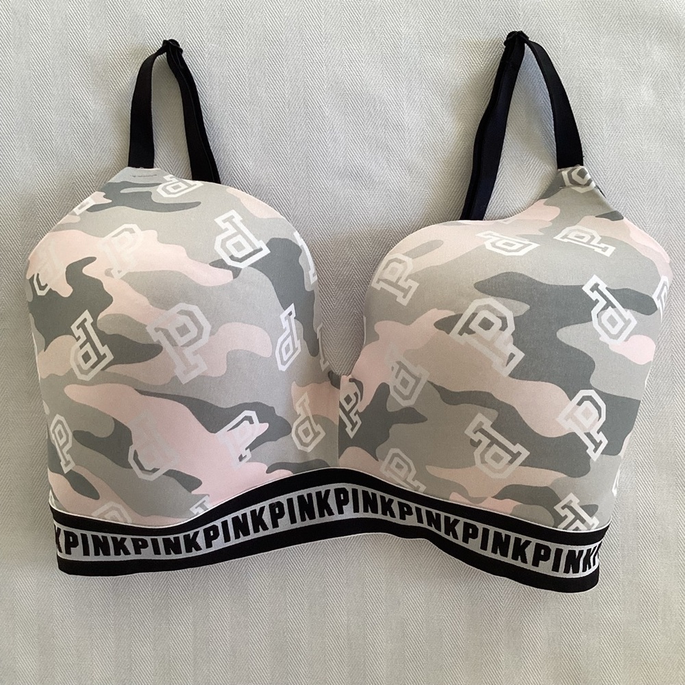 Victoria’s Secret PINK Wear Everywhere Camo Wireless Bra Size 34DDD